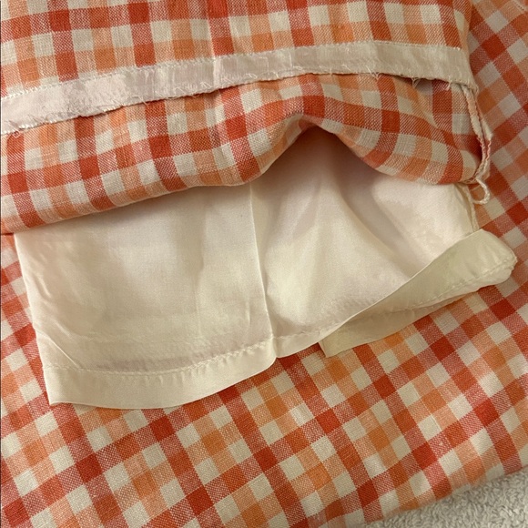 VTG Parisian Signature Linen Checkered Pants Lined Side Zip Flat Front Spring - Picture 8 of 8